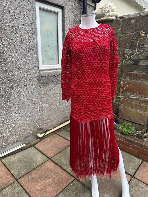 harlow knit dress House of Harlow Knit Crochet Fringe Hem Midi Dress Black Small main image 0