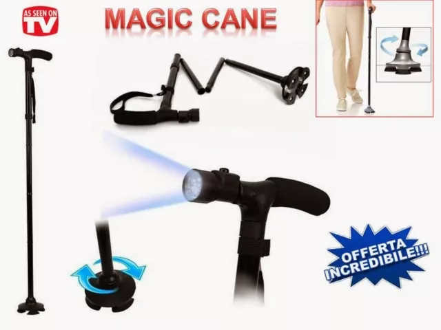 MAGIC CANE Canne de marche pliante avec stabilisateur et lumiere