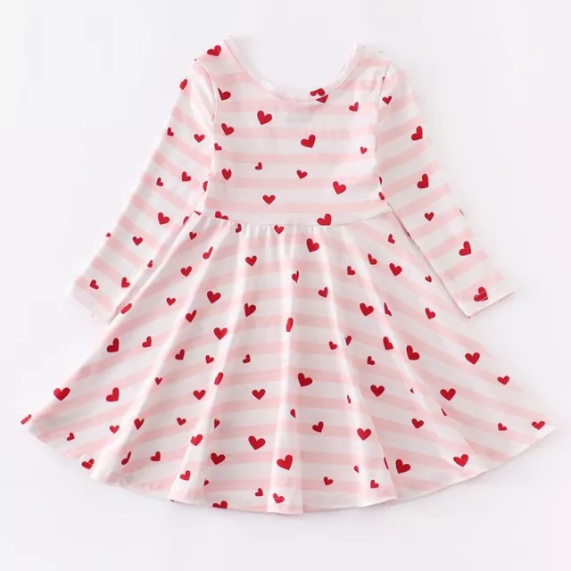 Spring Girls Heart Cat Rainbow Print Knee Length Short Sleeve Milk Silk Dress 2