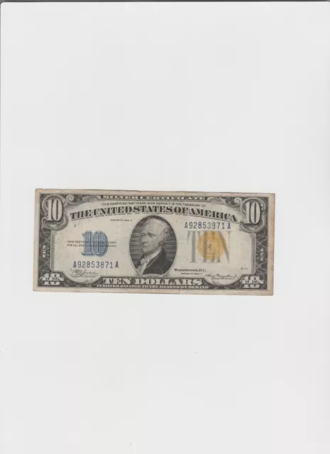 1934-A $10 North Africa WWII Emergency Issue Silver Certificate AA Block