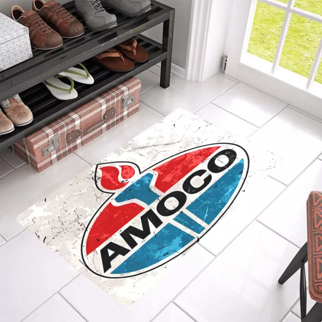 Vintage Style "Amoco Gas Oil Station Pump" Door Mat Rug Mat Indoor Outdoor Decor