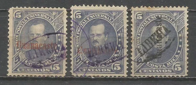 Costa Rica  Guanacaste 1885 Conjunto Usados Sobrecargas Varias