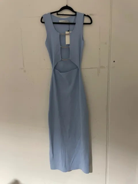 Bnwt Christopher Esber Ice Blue Crystal Lattice Column Dress - Size S (Rrp $895)