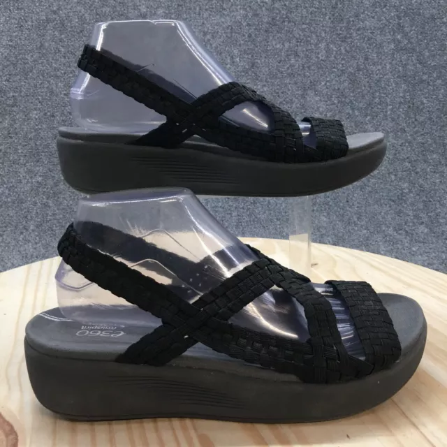 Easy Spirit e360 Sandals Womens 9 Wide Brickroad Open Toe Strappy Black Fabric