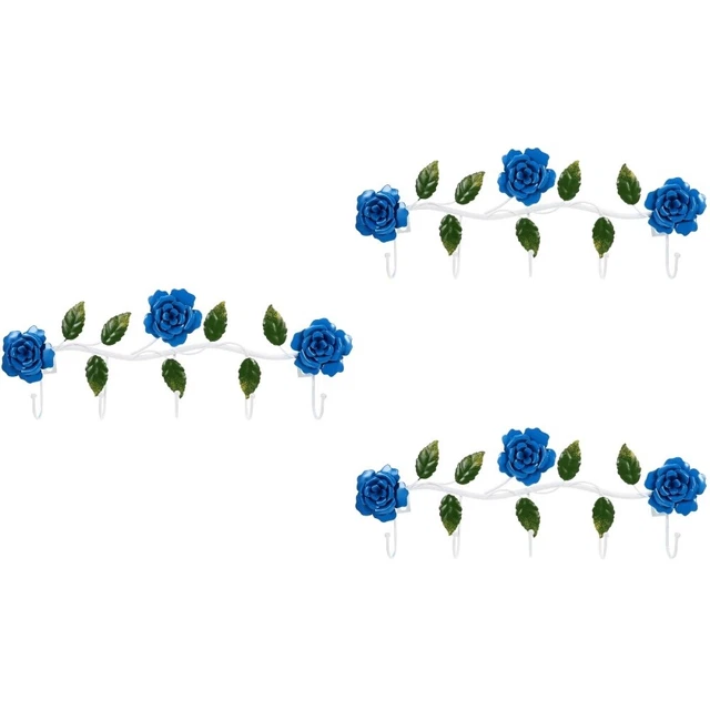 3 piezas Llaves montadas en pared Ganchos Estante Forma de Flor Ganchos Colgantes Hogar Baño