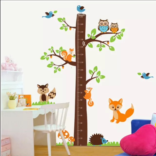 Height Growth Chart Tree Animal Wall Sticker Decal Nursery Baby Bedroom Decor UK