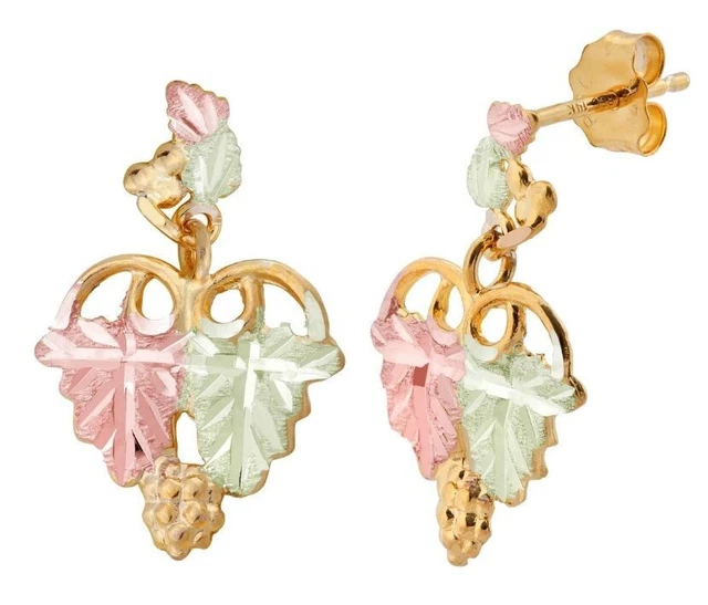 Landstrom's Black Hills Gold Leaf Post Earrings Heart-Shaped