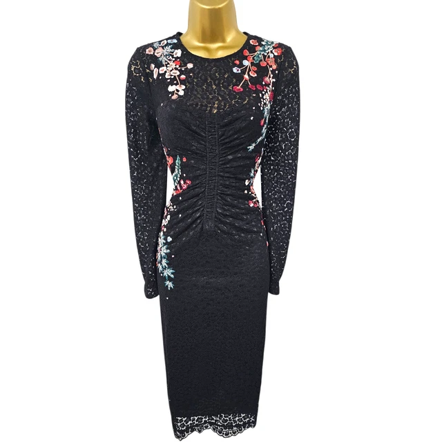 KAREN MILLEN LACE Overlay Floral Embroidered Pencil Occasion Dress UK 10  RRP225 64.99 - PicClick UK