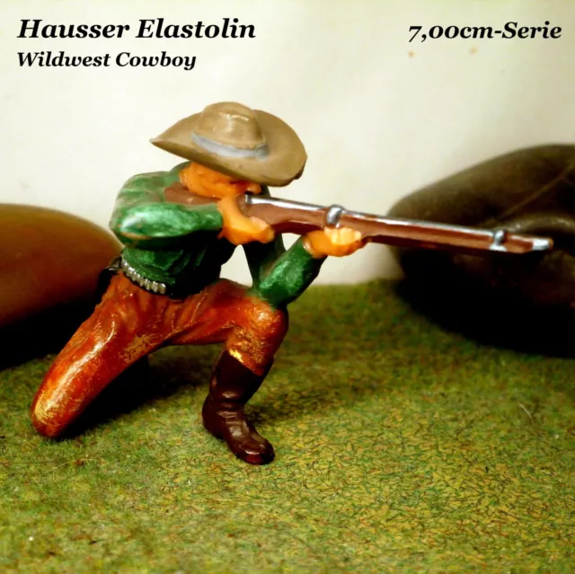 Original Hausser Elastolin 7cm Cowboy mit Gewehr  naturgetreu & handbemalt 6964