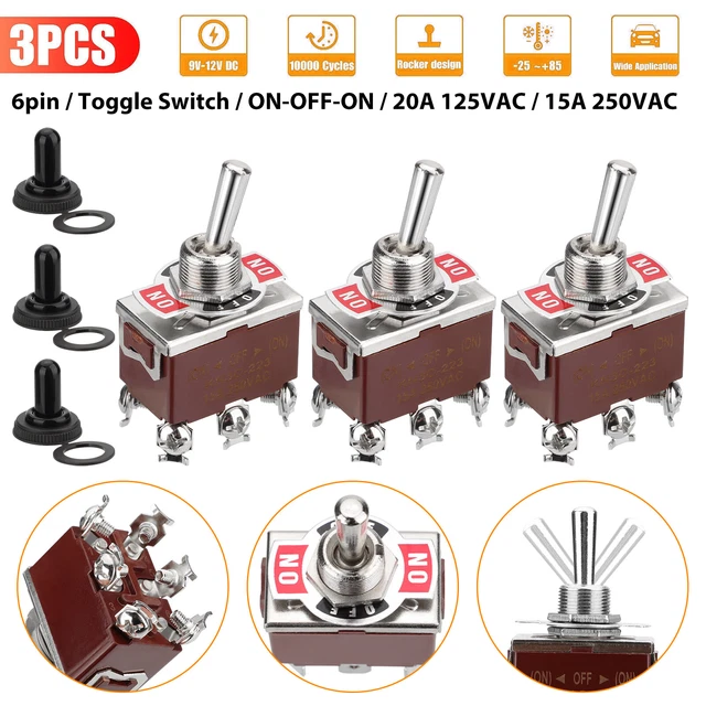 3X TOGGLE SWITCH ON/OFF/ON Heavy Duty 20A 125V/15A 250V Terminal ...