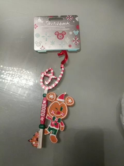Mickey Mouse Gingerbread Disney Store Key Sketchbook 2020 Christmas Ornament New