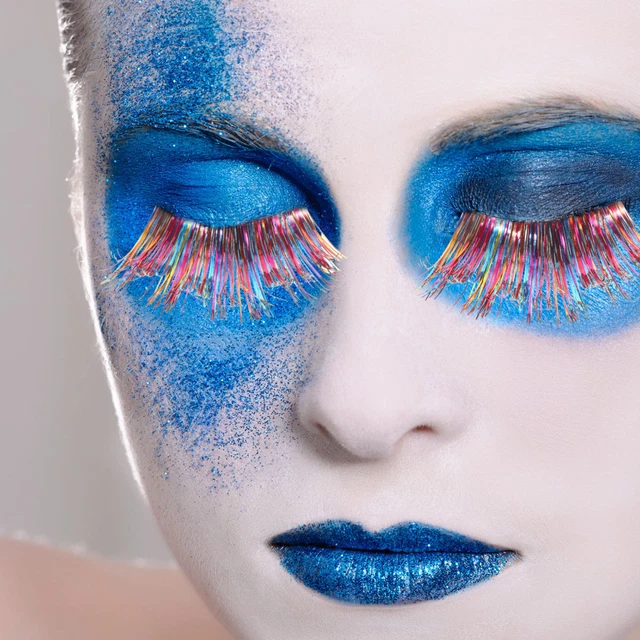 3 Paar bunte künstliche Wimpern, lockige Kunst-Wimpernverlängerung für