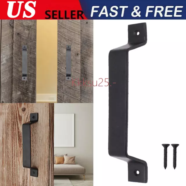 Heavy Barn Door Pull Handle Duty Black Iron Hot Bed Sliding Garage Gate Shed US