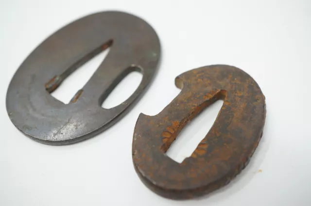 Japanese Sword Guard Set for Wakizashi Iron & Copper Tsuba from Japan 0802C3