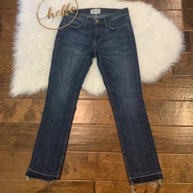 Current Elliott The Cropped Straight Jeans Size 24 Loved Raw Hem USA