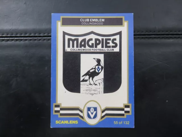 1986 Scanlens Vfl Card. #55  Collingwood Checklist. Unmarked. Near Mint.