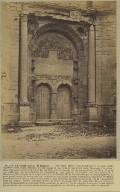 France, Sully-la-Tour, Vintage Albumen Print Church Portal