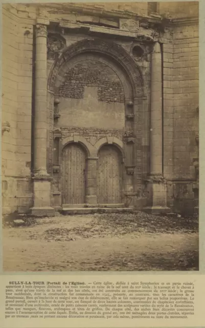 France, Sully-la-Tour, Vintage Albumen Print Church Portal