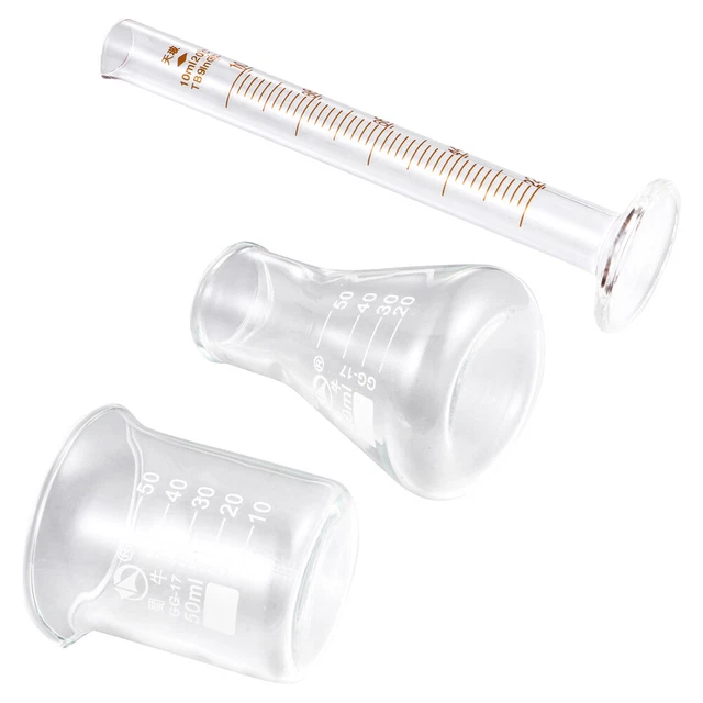 3 pièces Flacon Erlenmeyer en verre Bécher de laboratoire