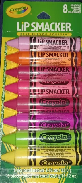 8 PC ASSORTED Lip Smacker Crayola Balm Party Pack Christmas Stocking Gifts NEW