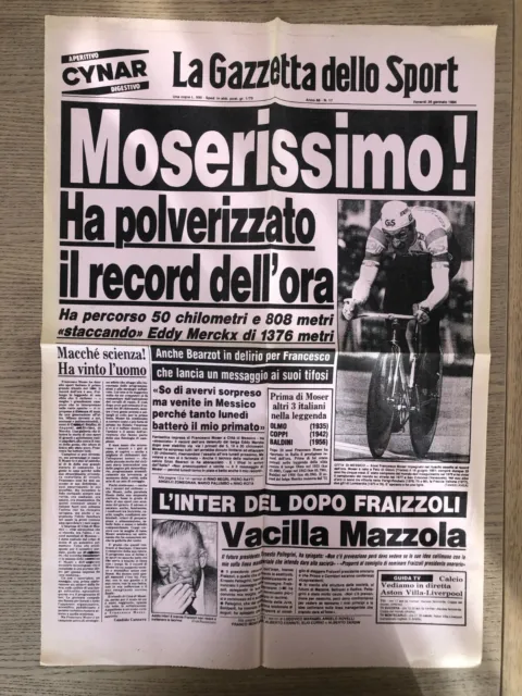 La Gazzetta Dello Sport 20 Gennaio 1984 Moser record ora - riproduzione 1' pag