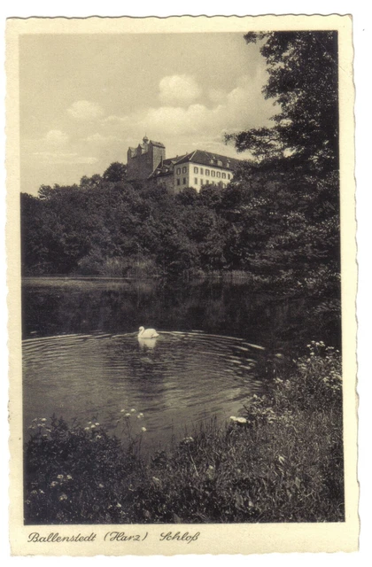 ALTE AK POSTKARTE Ballenstedt Harz Schloß, Teich Schwan (Gernrode Thale