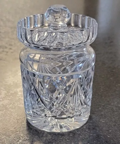 MCM Waterford Lismore Crystal Jar Jam Jelly Honey Mustard With Lid