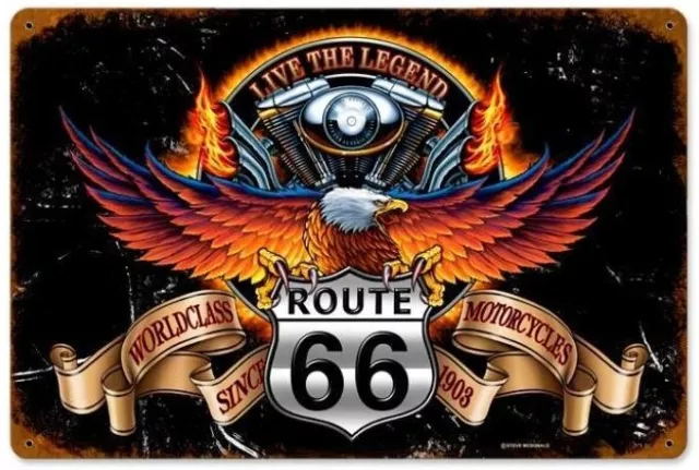 Plaque Decorative Route 66 / Live The Legend-30 X 20 Cm--Deco Vintage/ Biker Usa