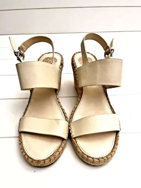 Vince Camuto Ivory Espadrille Platform Wedge Sandals Size 8.5 EUC