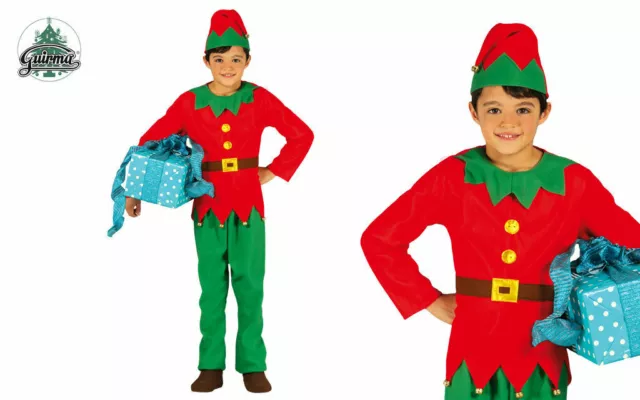 Costume Elfo Aiutante Babbo Natale Carnevale Vestito Guirma Bambino Natale