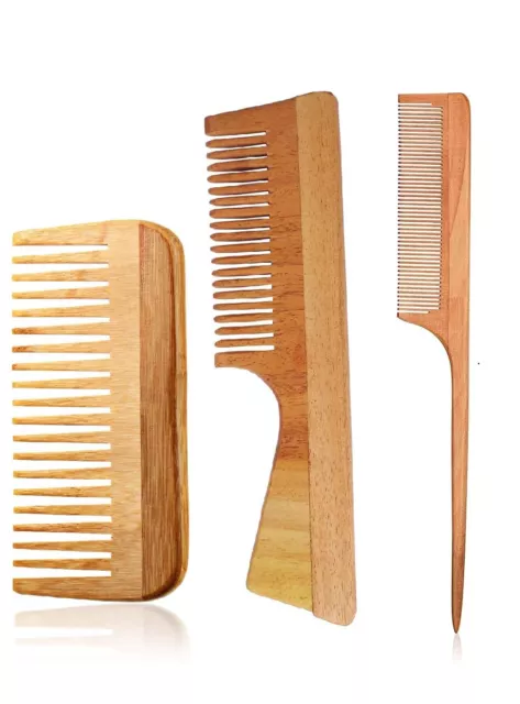 Neem Light Brown Neem Wooden Comb  For Hair Growth And Hair Fall Control