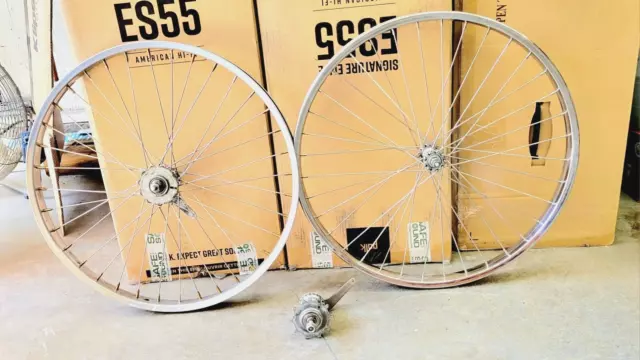 Schwinn S2 Wheels 26 in. 36 H. Front and Back W/Extra Rear Hub Rebuilt.