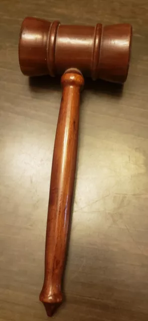 Vintage 8.5" Inch Wooden Gavel...head Is 3.25" Long.. 1.75" Round