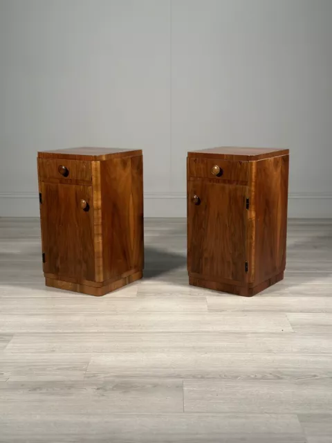 Burr Walnut Art Deco Bedside Cabinets