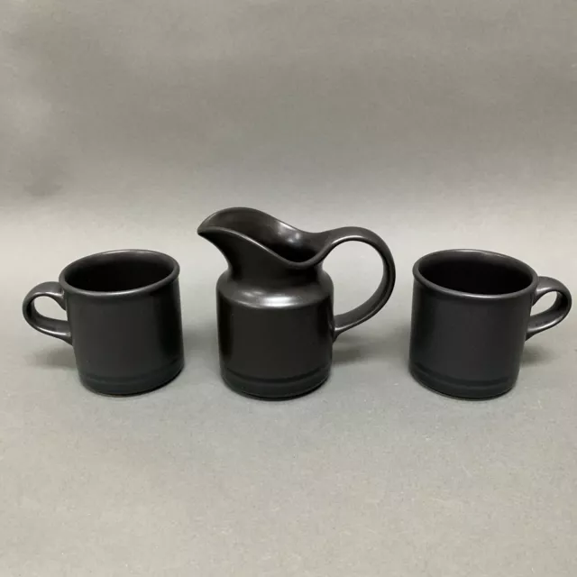 Pfaltzgraff Midnight Sun Black Creamer and 2 Cups Lot of 3