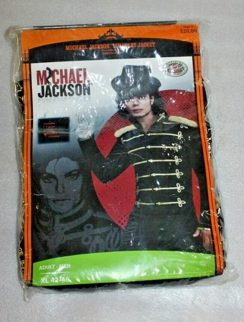 Michael Jackson Halloween Costume Black Military Jacket Size Adult Men XL 42-46