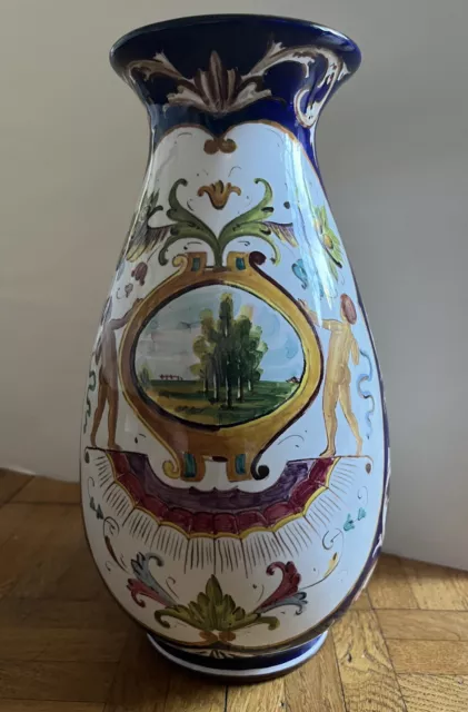 Italian / Portuguese ? - Mid 20th Century Hand Painted Vase