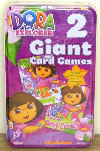 DORA THE EXPLORER - 2 Giant Card Games in Sealed Metal Tin, RUMMY ...
