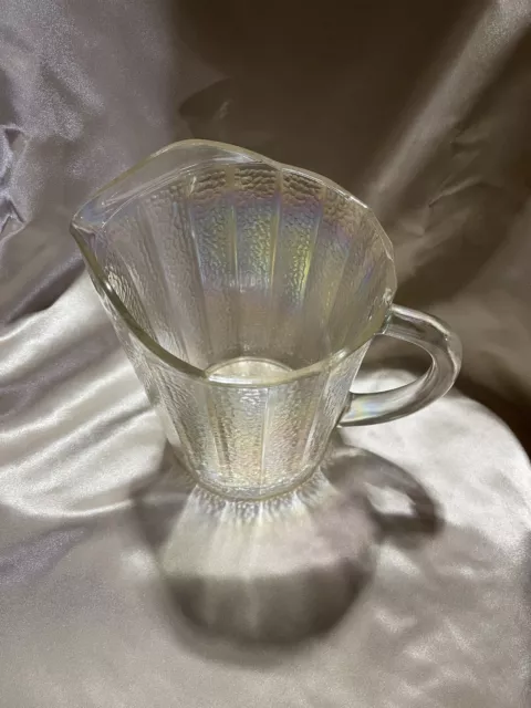 Heavy Paneled Clear Iridescent 7 Inch Pitcher