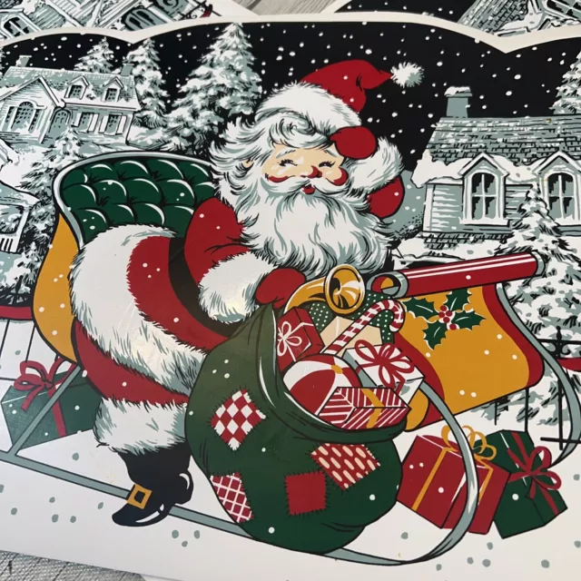 Vintage Vinyl Placemat Christmas Santa Retro Table Decor Set Of 5