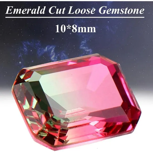 2.85ct10x8mm BI-COLOR Beautiful Watermelon Tourmaline Emerald Cut Loose Gemstone