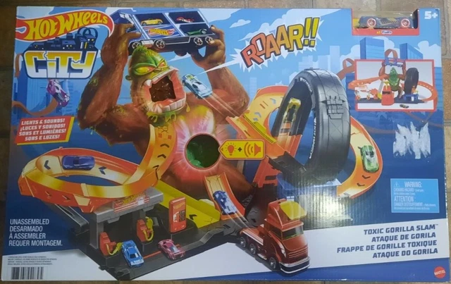 Hot Wheels City vs. Toxic Creatures Toxic Gorilla Slam Car Playset - SEALED