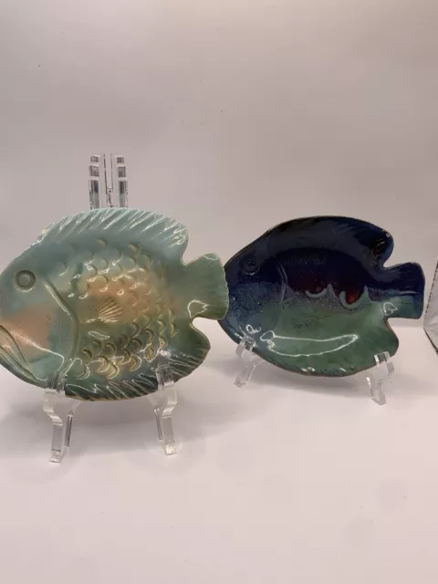 Signed Art Pottery Fish Plates