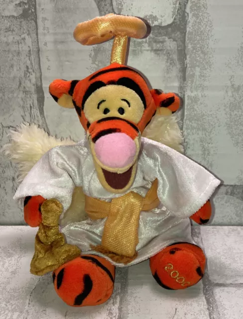 Disney Store Tigger Winnie The Pooh Christmas Angel Bean Bag Plush 9" Y2K 2000