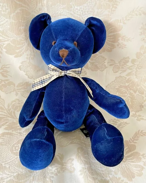 Russ Berrie PICASSO Navy Blue 8" Sitting Teddy Bear Plush Stuffed Animal Toy