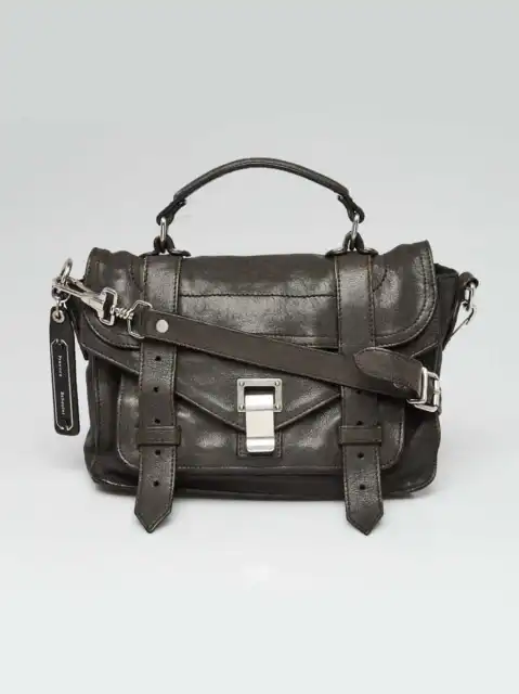 Proenza Schouler Grey Leather PS1 Tiny Satchel Bag