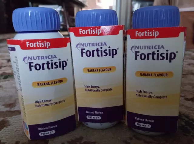 3 X Bottles  Fortisip 200ml Banana Drink Nutritional Protein Supplement