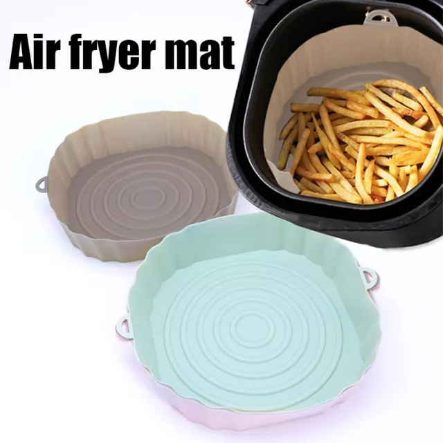 Silicone Round Air Fryer Pot Oven Baking Tray Basket Mat Grill Pan Accessories