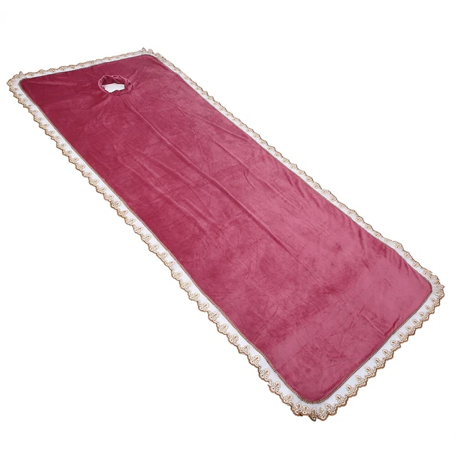 (Purple Red)Spa Massage Table Cover Sheet Massage Bed Coverlet With Hole HG5