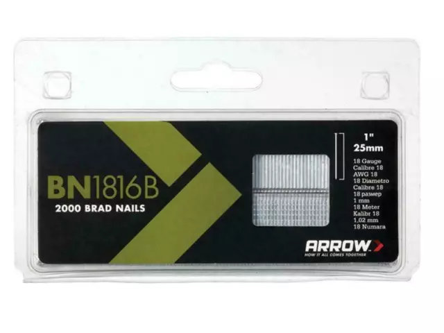 ARROW Bn1816B Brad Nails 25Mm Brown Head Pack 2000 ARRBN1816B